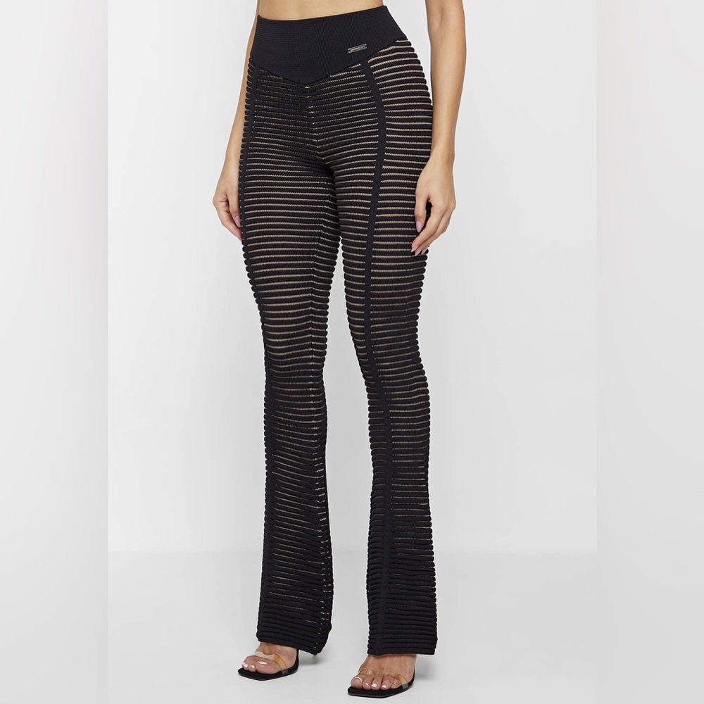MANIÈRE DE VOIR Knit Contour Leggings (Black/Taupe)